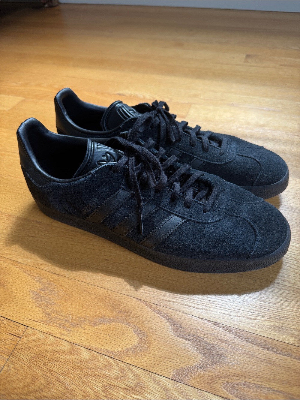 Adidas Triple Black Suede Mens Gazelle Low-Top Sneakers SZ 12